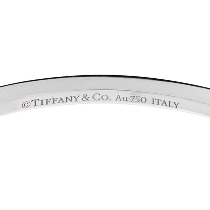 Tiffany 18K White Gold Diamond T Hinged Wire Bangle Bracelet 3 of 4