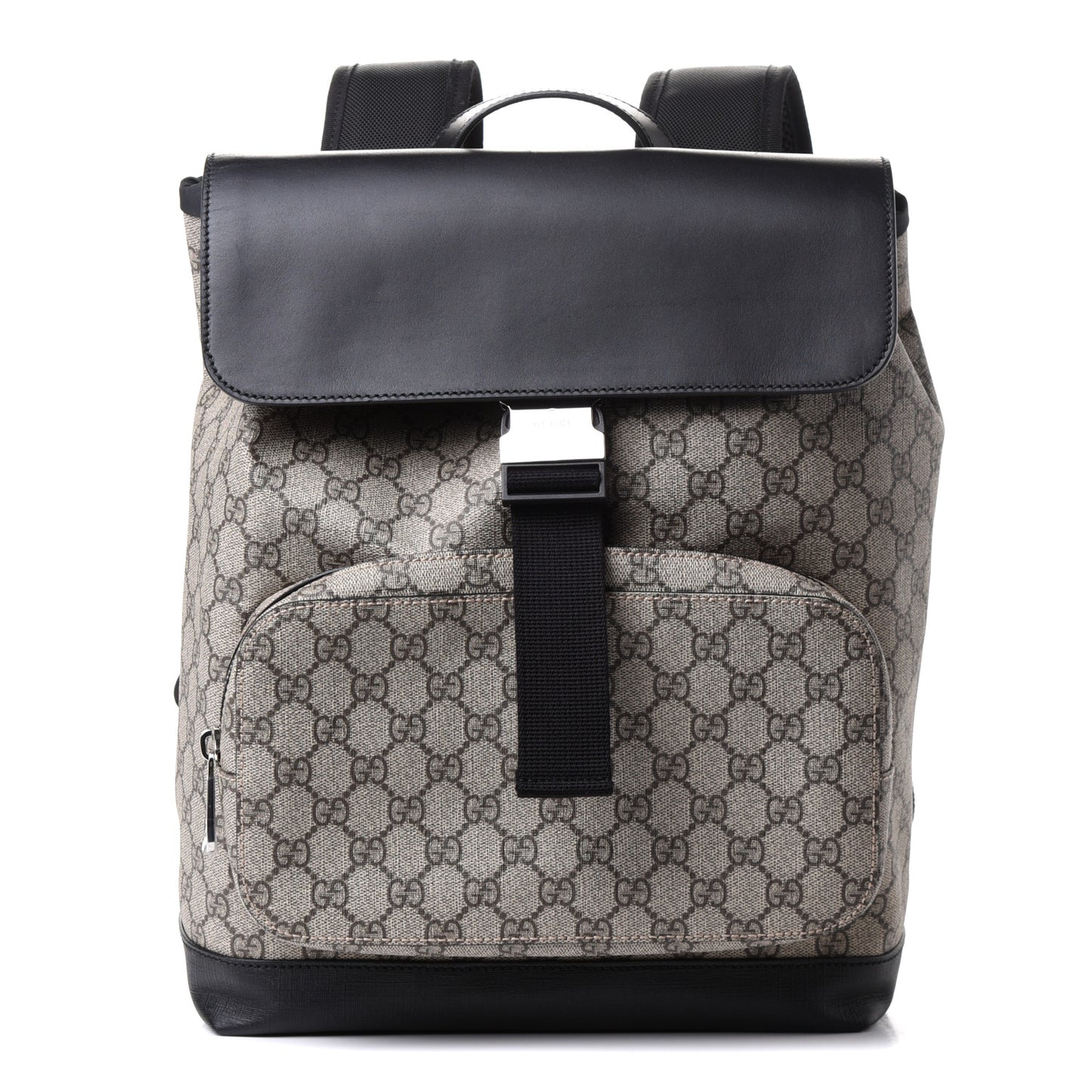 GG Supreme Monogram Single Buckle Backpack Beige Black