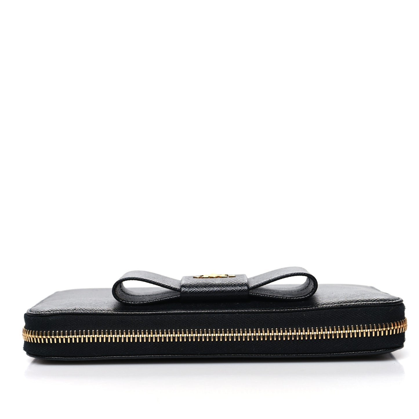 Saffiano Fiocco Bow Zip Around Wallet Black