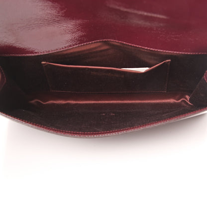 Saint Laurent Textured Patent Monogram Large Belle De Jour Clutch Burgundy 4 of 8