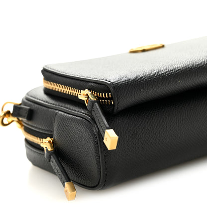 Christian Dior Grained Calfskin Caro Double Pouch Black 8 of 9