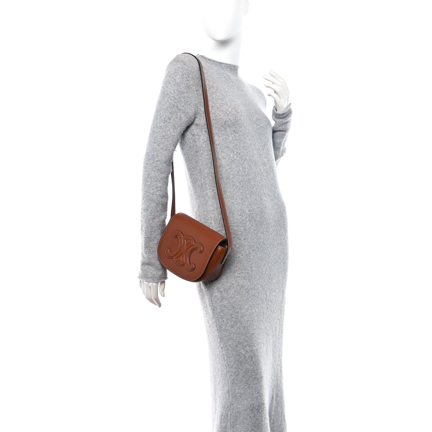 Smooth Calfskin Cuir Triomphe Folco Crossbody Bag Tan