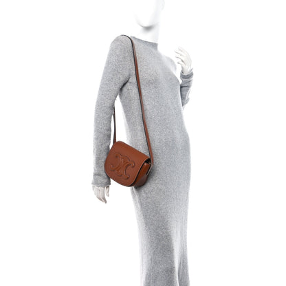 Celine Smooth Calfskin Cuir Triomphe Folco Crossbody Bag Tan 2 of 9