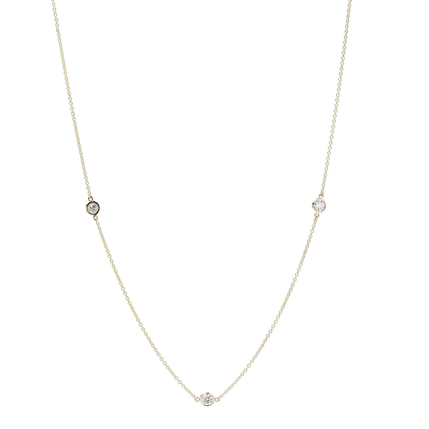 18K Yellow Gold Diamond .75ctw 5 Station Diamonds by the Yard Necklace