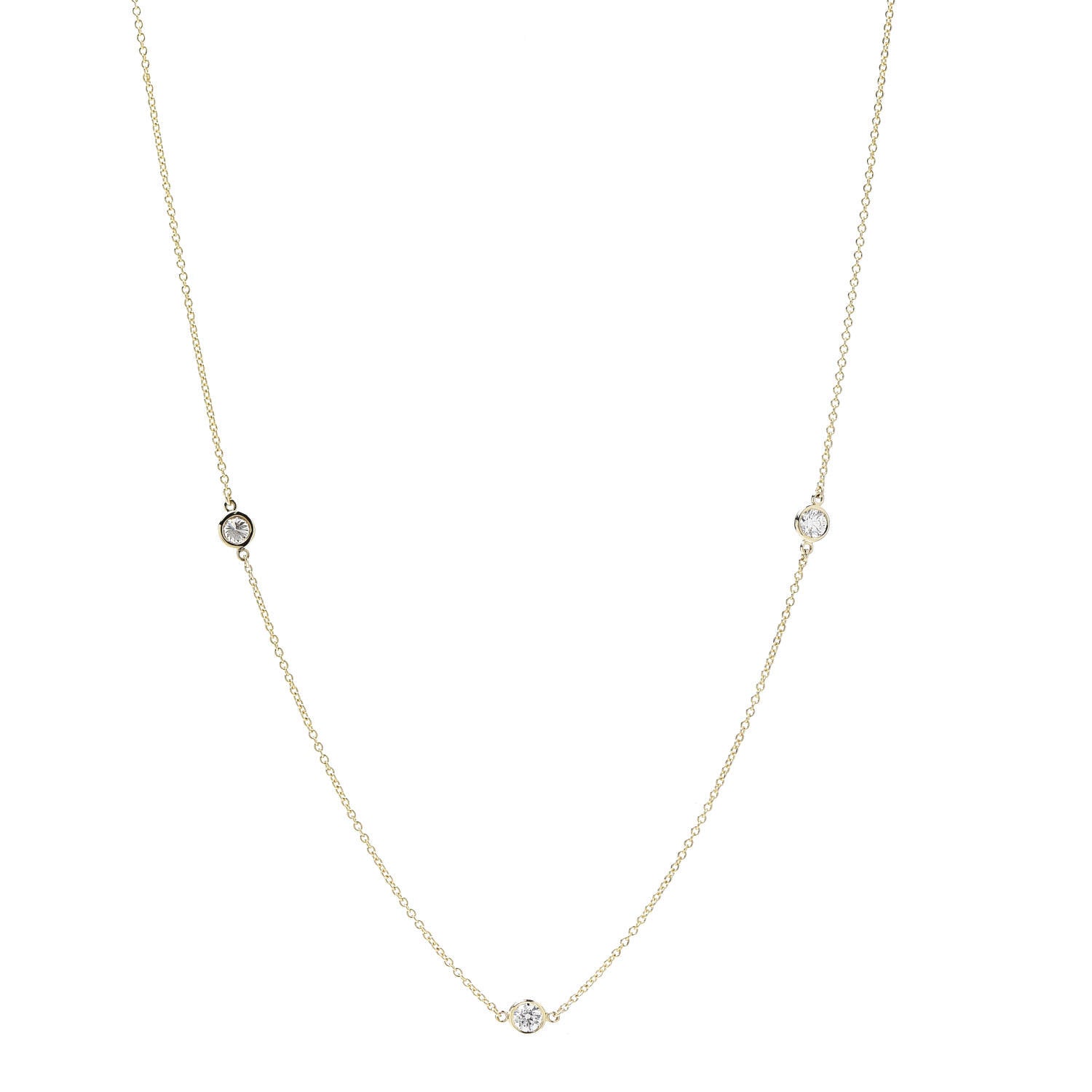 Tiffany 18K Yellow Gold Diamond .75ctw 5 Station Diamonds by the Yard Necklace 1 of 9
