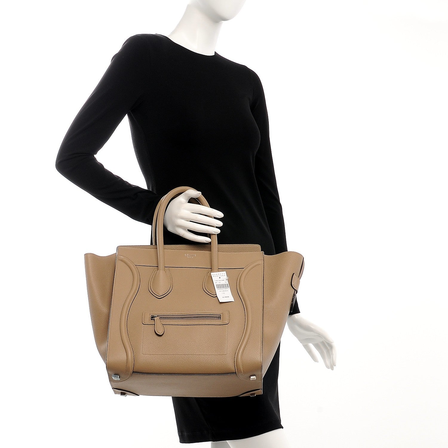 Celine Drummed Calfskin Mini Luggage Dune 2 of 6