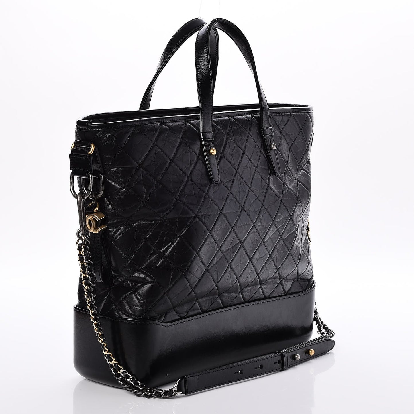 Calfskin Quilted Large Gabrielle Shopping Tote Black