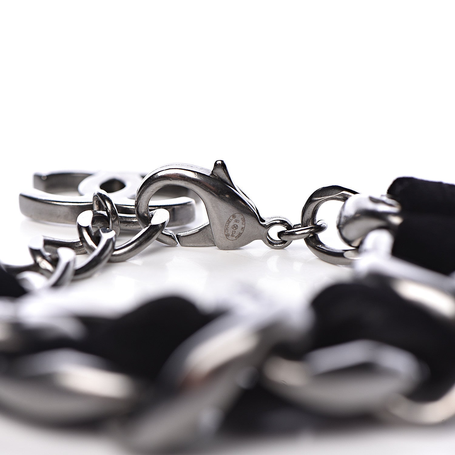 Chanel Velvet CC Chain Bracelet Black Ruthenium 4 of 5