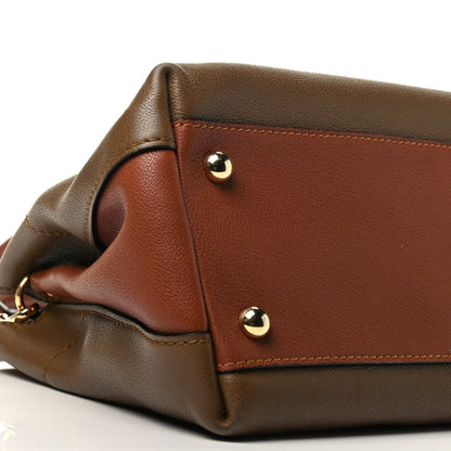 Burberry Mini Grain Calfskin Bi-Color Small Barnsburry Tote Clay Green Burnt Toffee 8 of 10