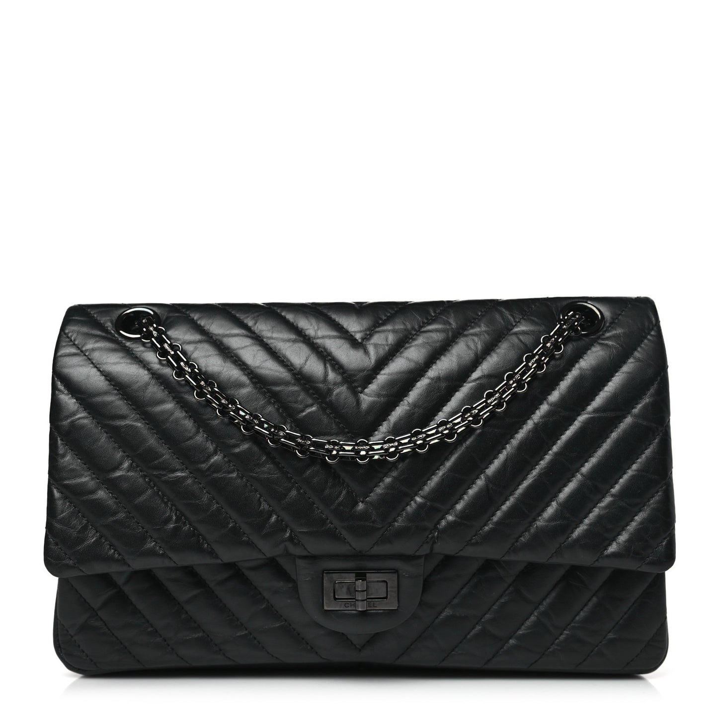 Aged Calfskin Chevron Quilted 2.55 Reissue 226 So Black