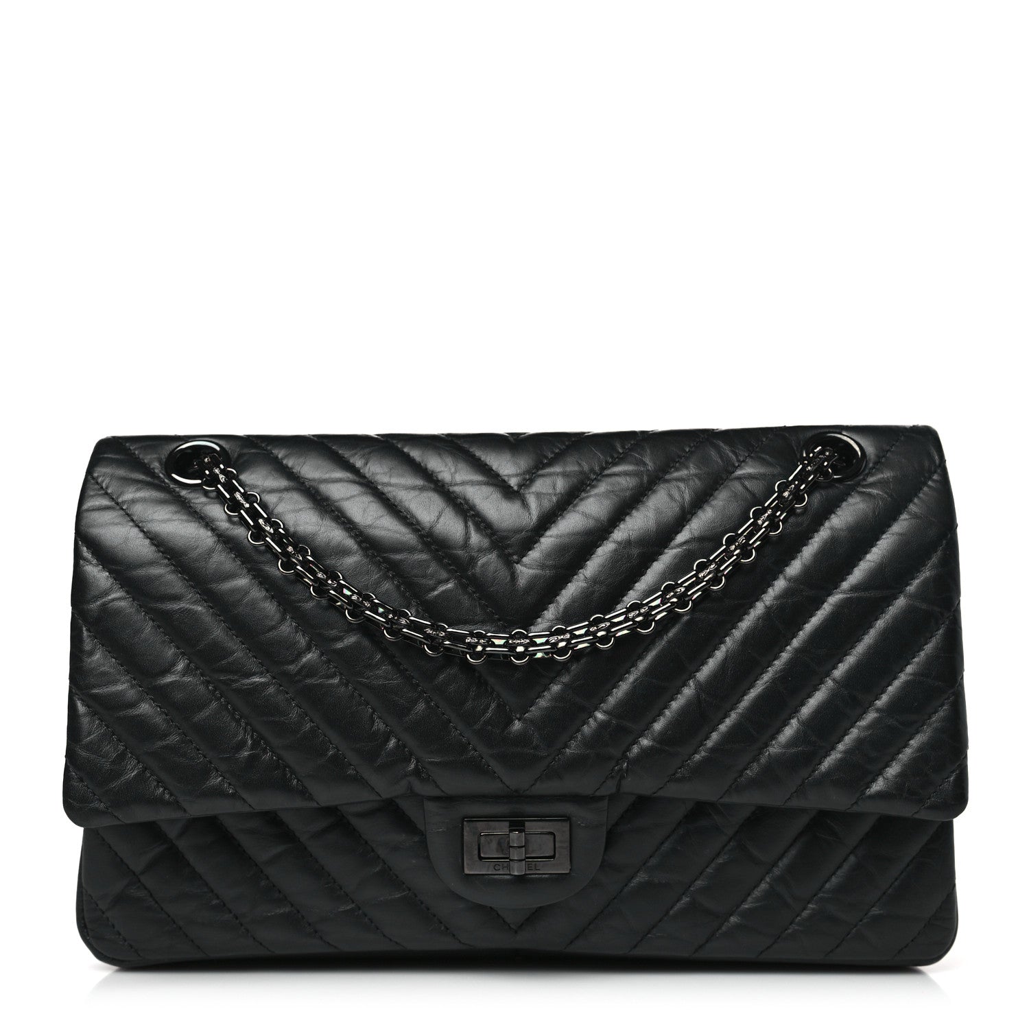 Chanel Aged Calfskin Chevron Quilted 2.55 Reissue 226 So Black 1 of 9