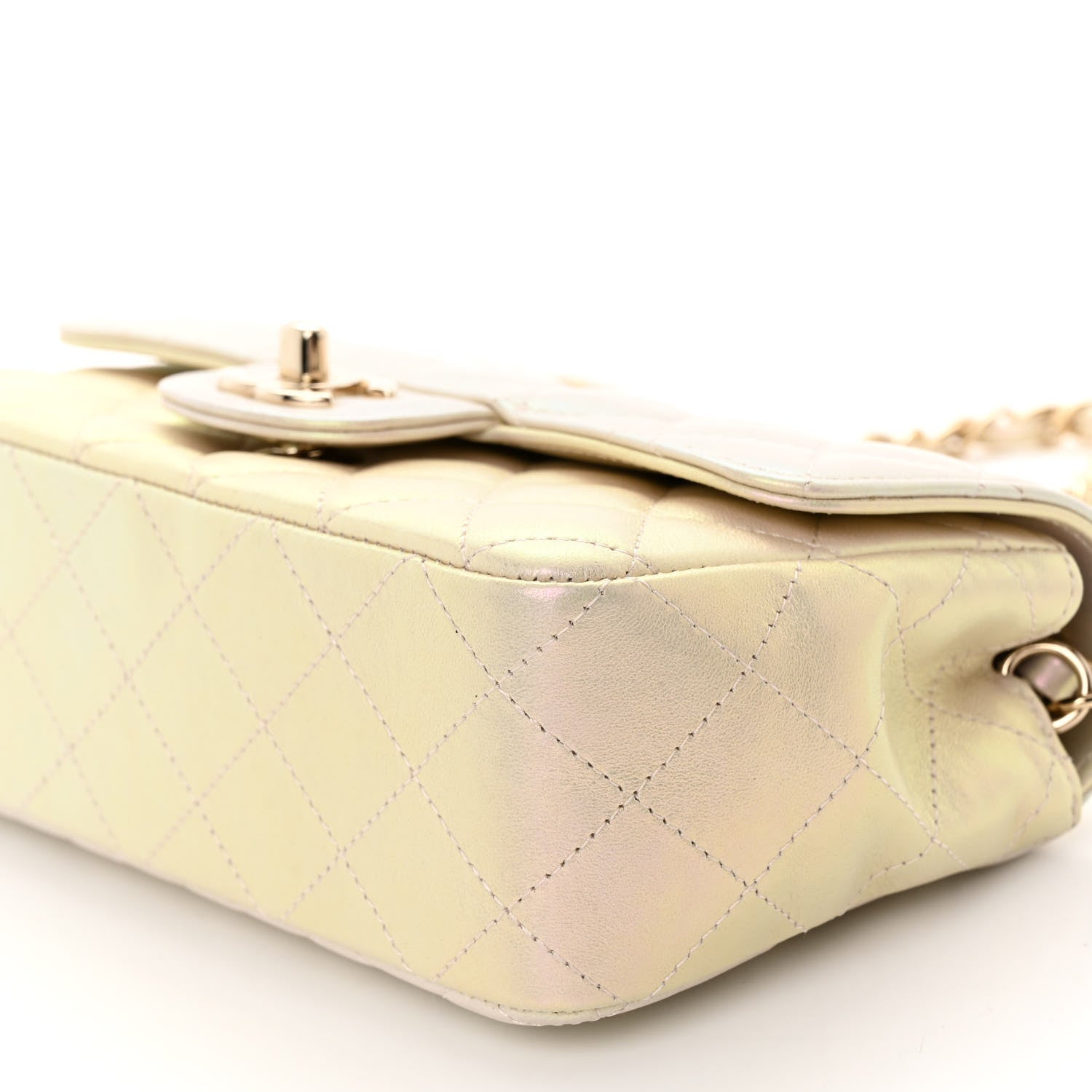 Chanel Iridescent Lambskin Quilted Mini Rectangular Flap Ivory 10 of 11