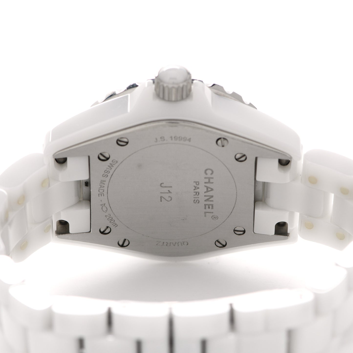 Stainless Steel Ceramic Diamond 33mm J12 Quartz Watch White
