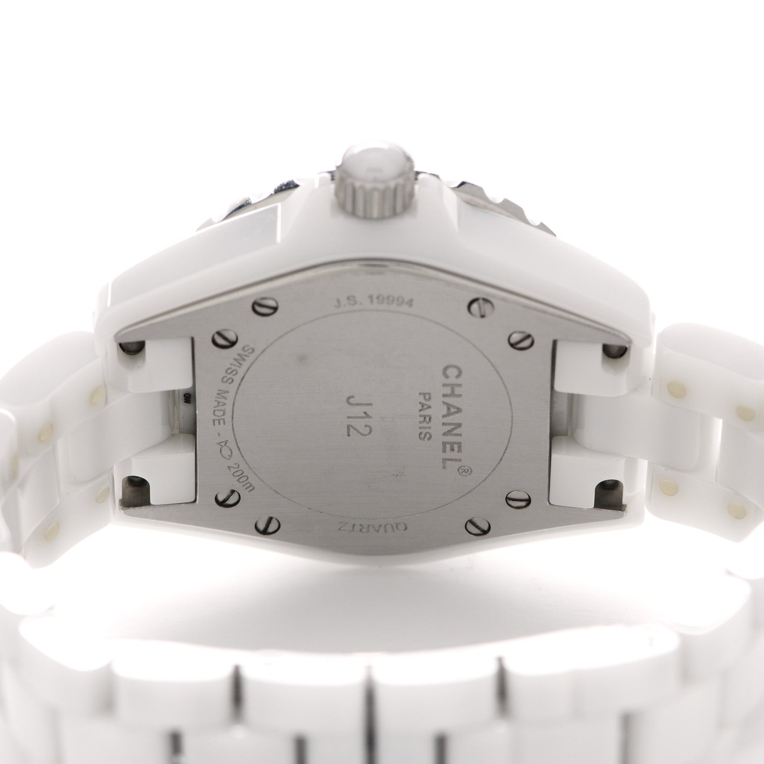 Chanel Stainless Steel Ceramic Diamond 33mm J12 Quartz Watch White 4 of 4