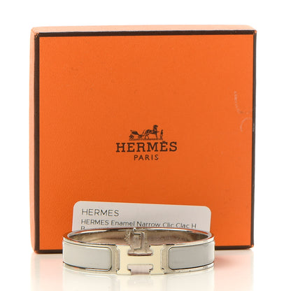 Hermes Enamel Narrow Clic Clac H Bracelet PM Blanc Gris Clair 7 of 7
