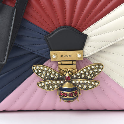 Gucci Calfskin Bamboo Trapuntata Queen Margaret Top Handle Bag Blue Agata Hibiscus Red Mystic White Sugar Pink 11 of 11