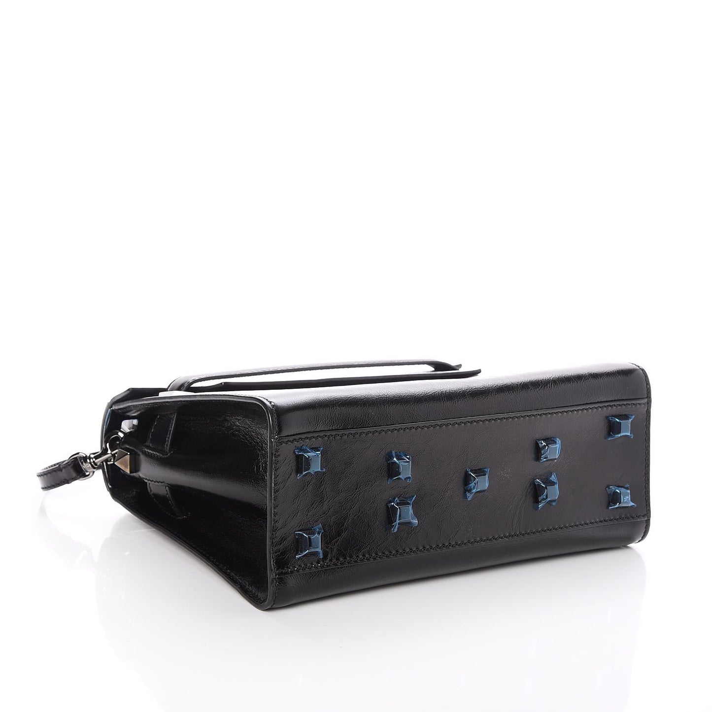Craquele Calfskin Small My Rockstud Frame Bag Black