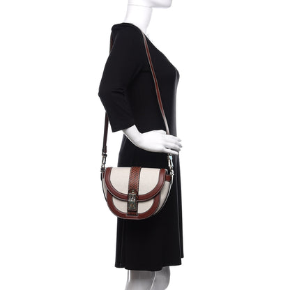 Proenza Schouler Canvas Snakeskin PS11 Small Saddle Bag Ecru Russet 2 of 9