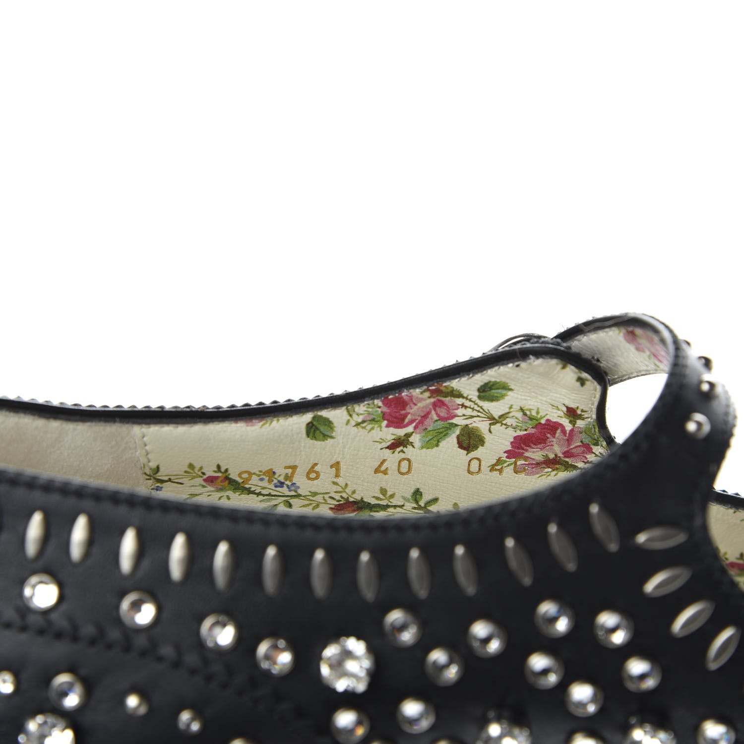 Gucci Calfskin Crystal Studded Womens Queercore Brogue Monk Strap Loafers 40 Black 9 of 11