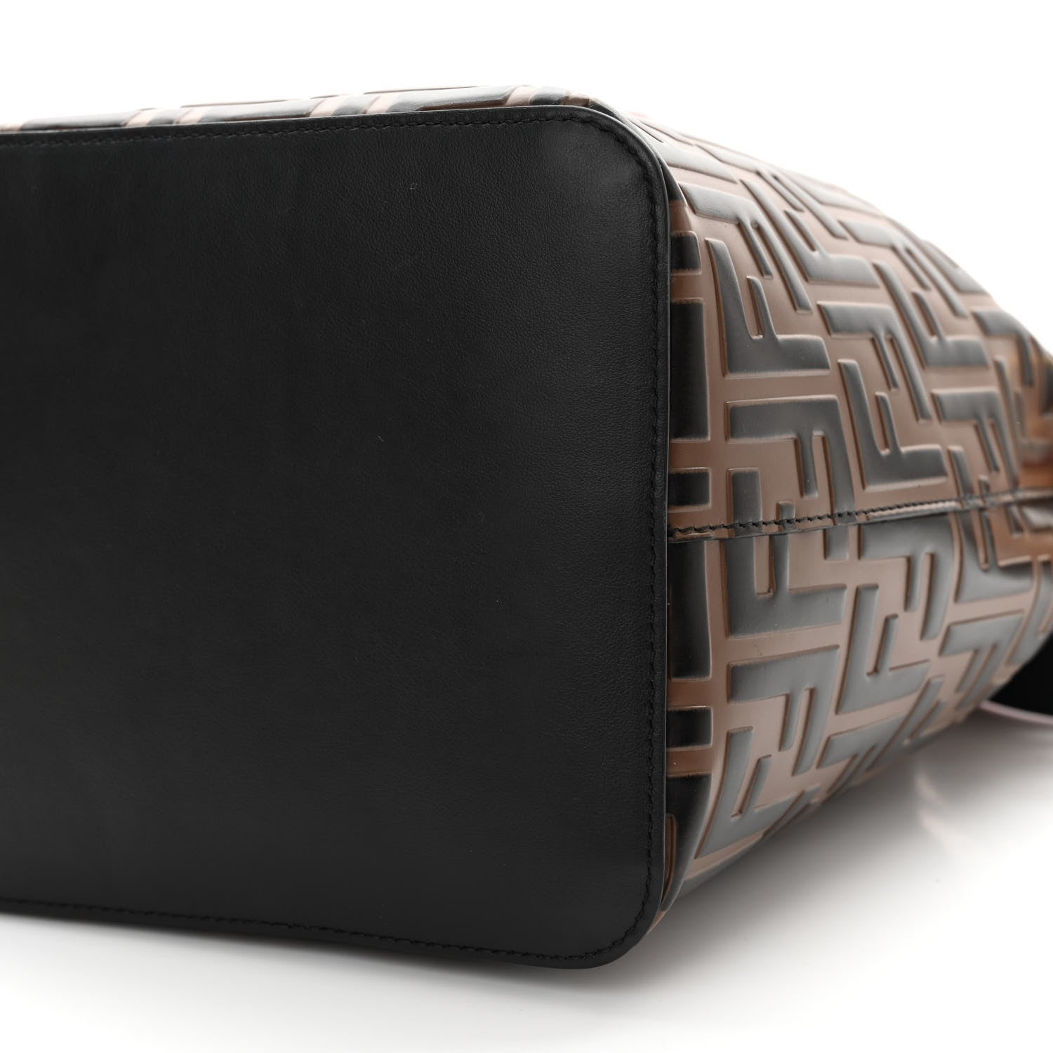 Fendi Vitello Grace F is Fendi Bi-Color FF 1974 Embossed Grande Mon Tresor Bucket Bag Maya Black Fragola 10 of 12