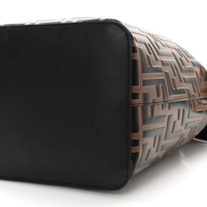 Fendi Vitello Grace F is Fendi Bi-Color FF 1974 Embossed Grande Mon Tresor Bucket Bag Maya Black Fragola 10 of 12