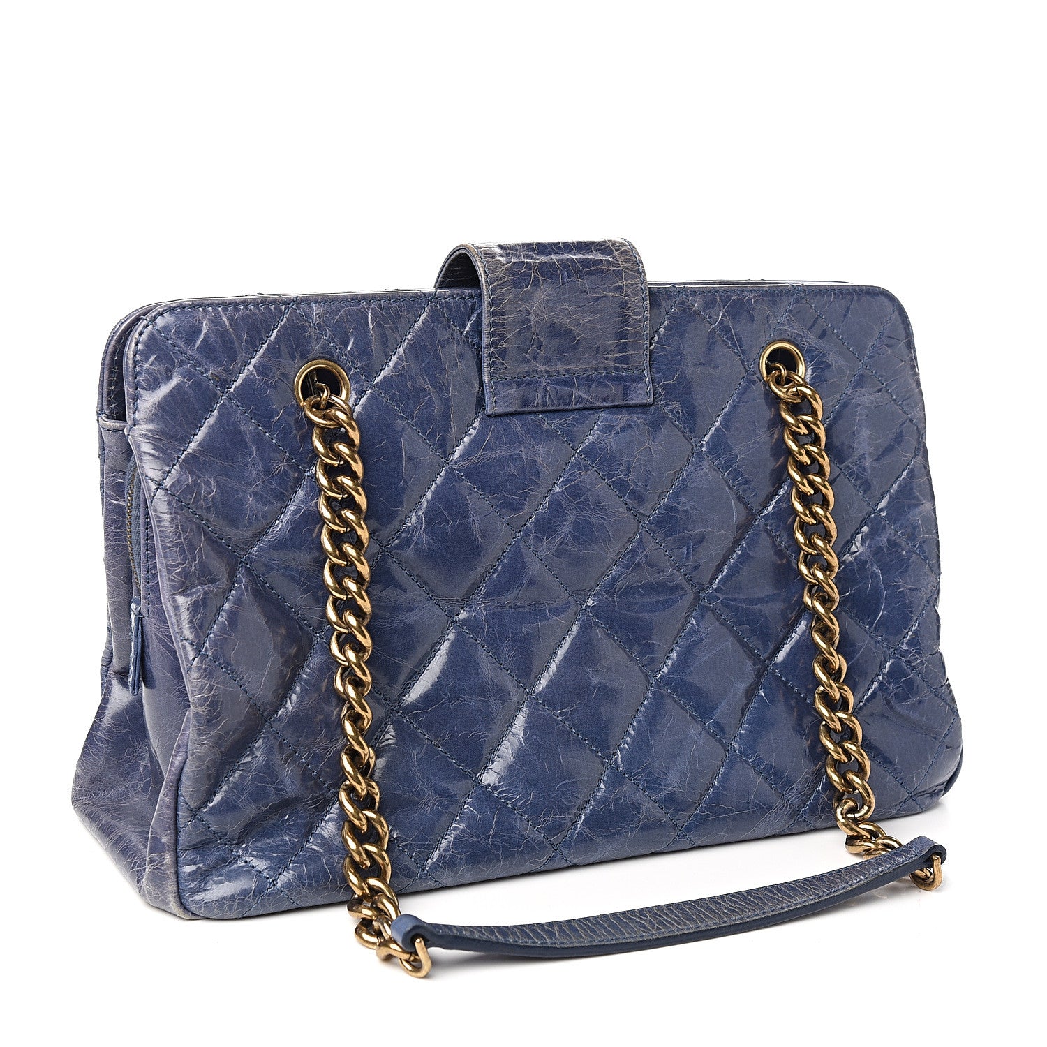 Chanel Glazed Crackled Calfskin Small Reissue Tote Blue 2 of 11