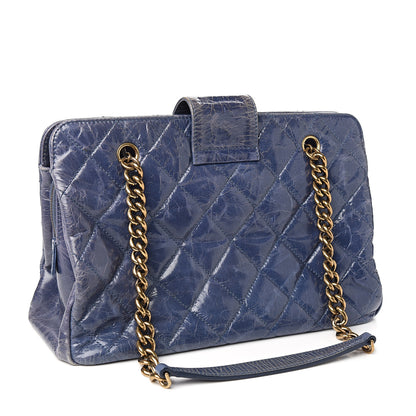 Chanel Glazed Crackled Calfskin Small Reissue Tote Blue 2 of 11