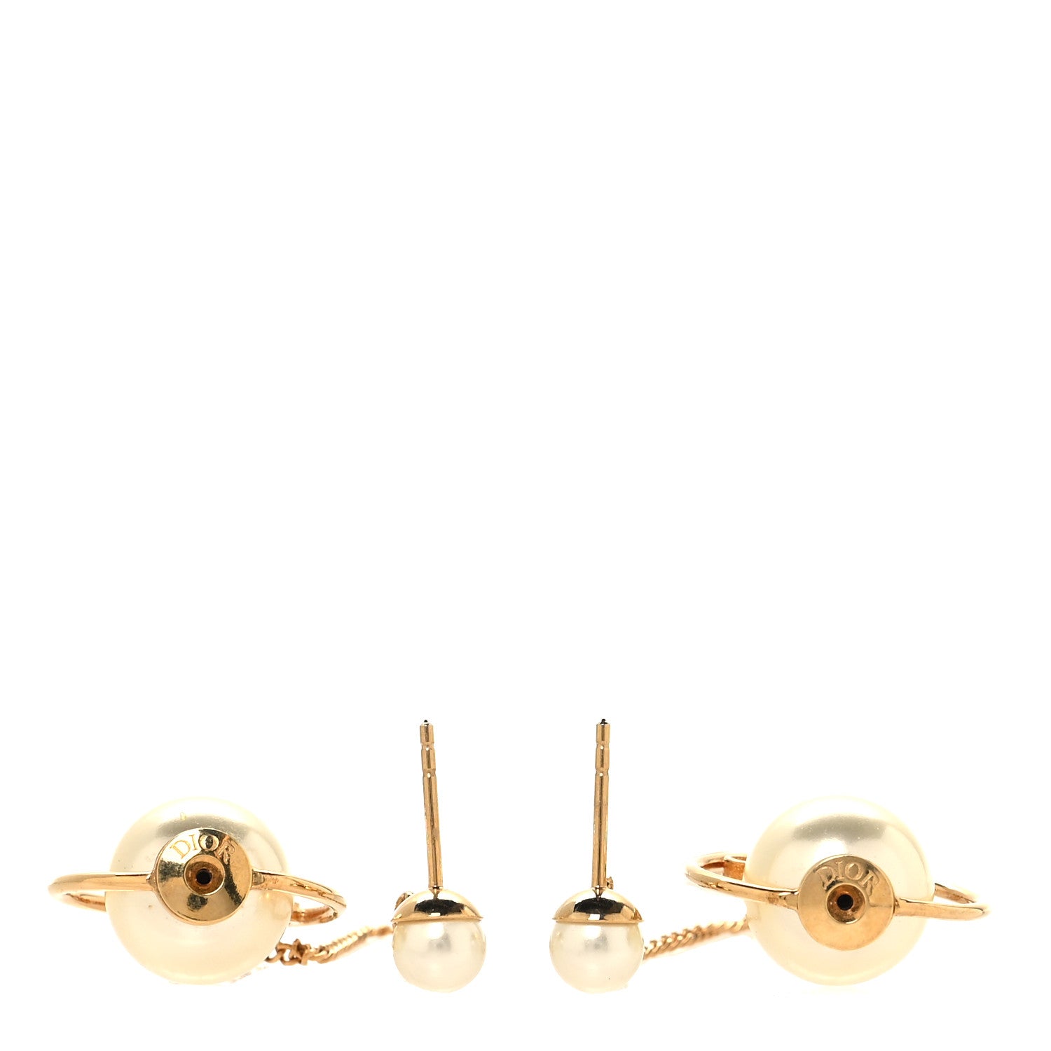 Christian Dior Pearl Tribales Dangle Chain Earrings Gold 3 of 5
