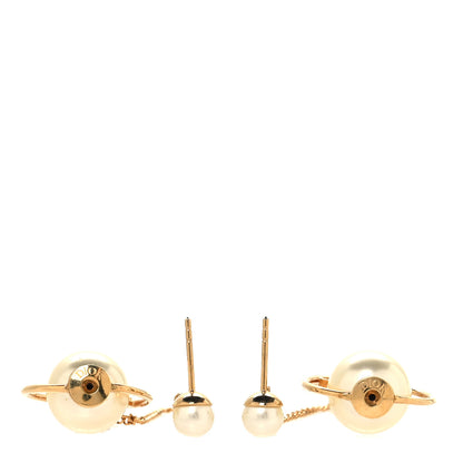 Christian Dior Pearl Tribales Dangle Chain Earrings Gold 3 of 5