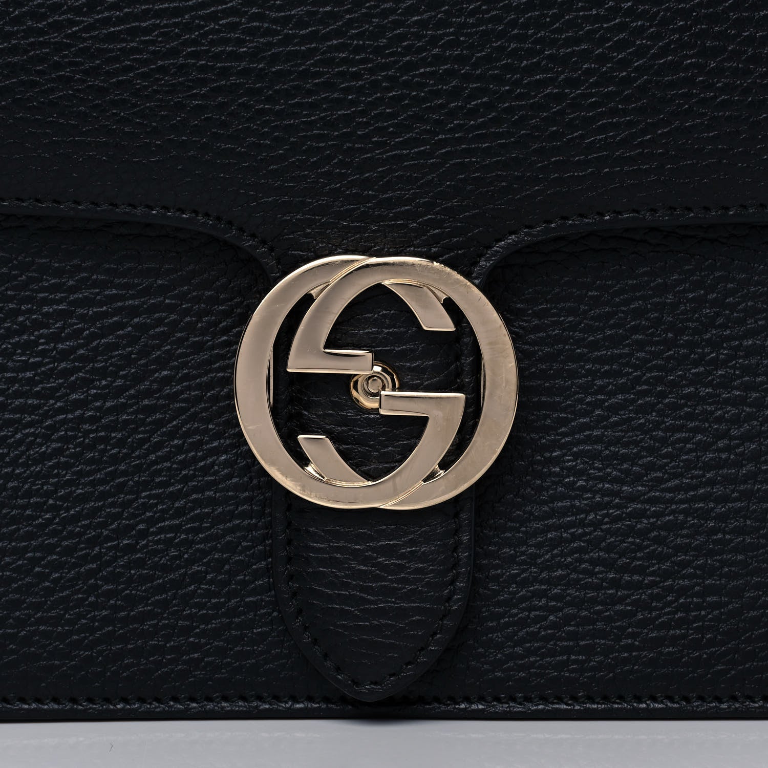 Gucci Dollar Calfskin Interlocking G Shoulder Bag Black 9 of 12