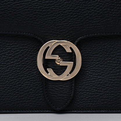 Gucci Dollar Calfskin Interlocking G Shoulder Bag Black 9 of 12