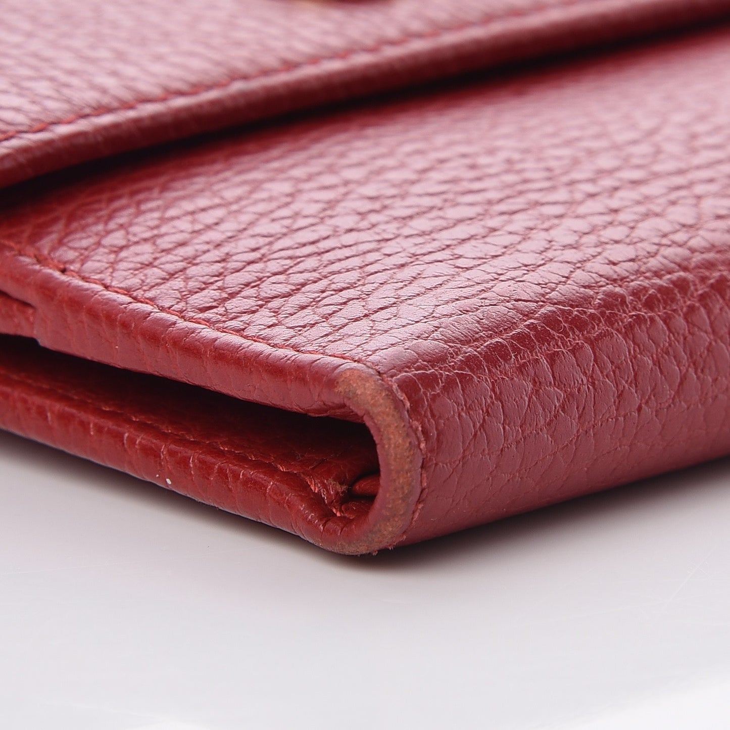 Dollar Calfskin Double G French Flap Wallet Hibiscus Red