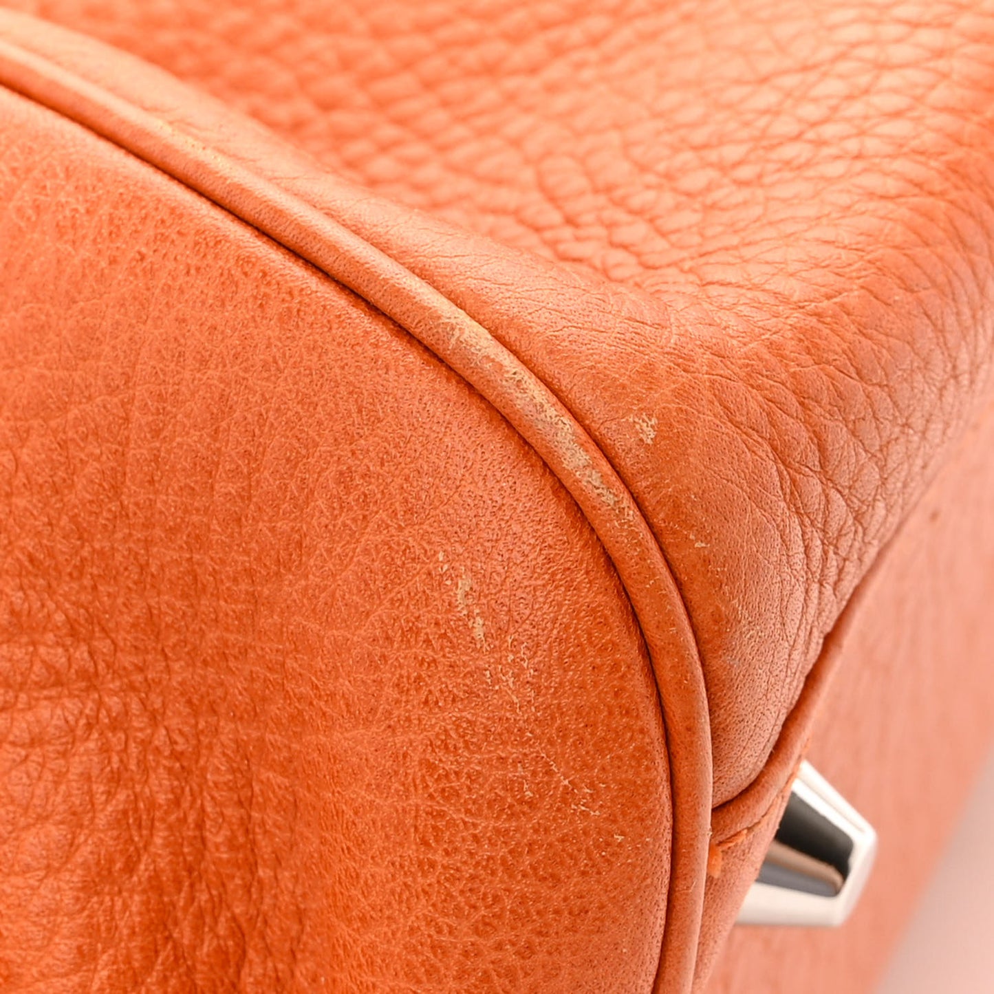 Grained Calfskin Frame Satchel Orange