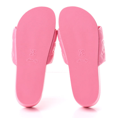 Louis Vuitton Lambskin Embossed Monogram Jumbo Flatform Mule Sandals 36.5 Rose Pop 6 of 11