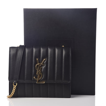 Saint Laurent Lambskin Matelasse Monogram Vicky Chain Wallet Black 9 of 9