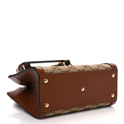 Gucci New Canvas Charisma Calfskin Crystal GG Monogram Mini Diana Tote Bag Camel Ebony 4 of 10