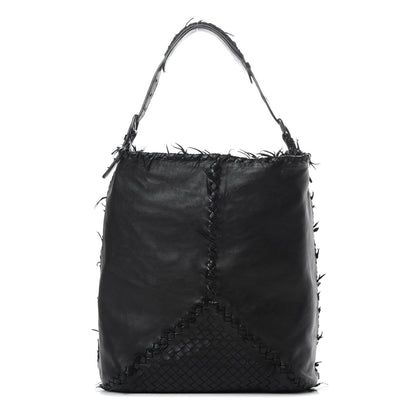 Bottega Veneta Nappa Intrecciato Large Fringe Shoulder Bag Black 1 of 11