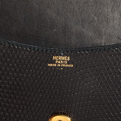 Hermes Lizard Flap Shoulder Bag Black 6 of 7