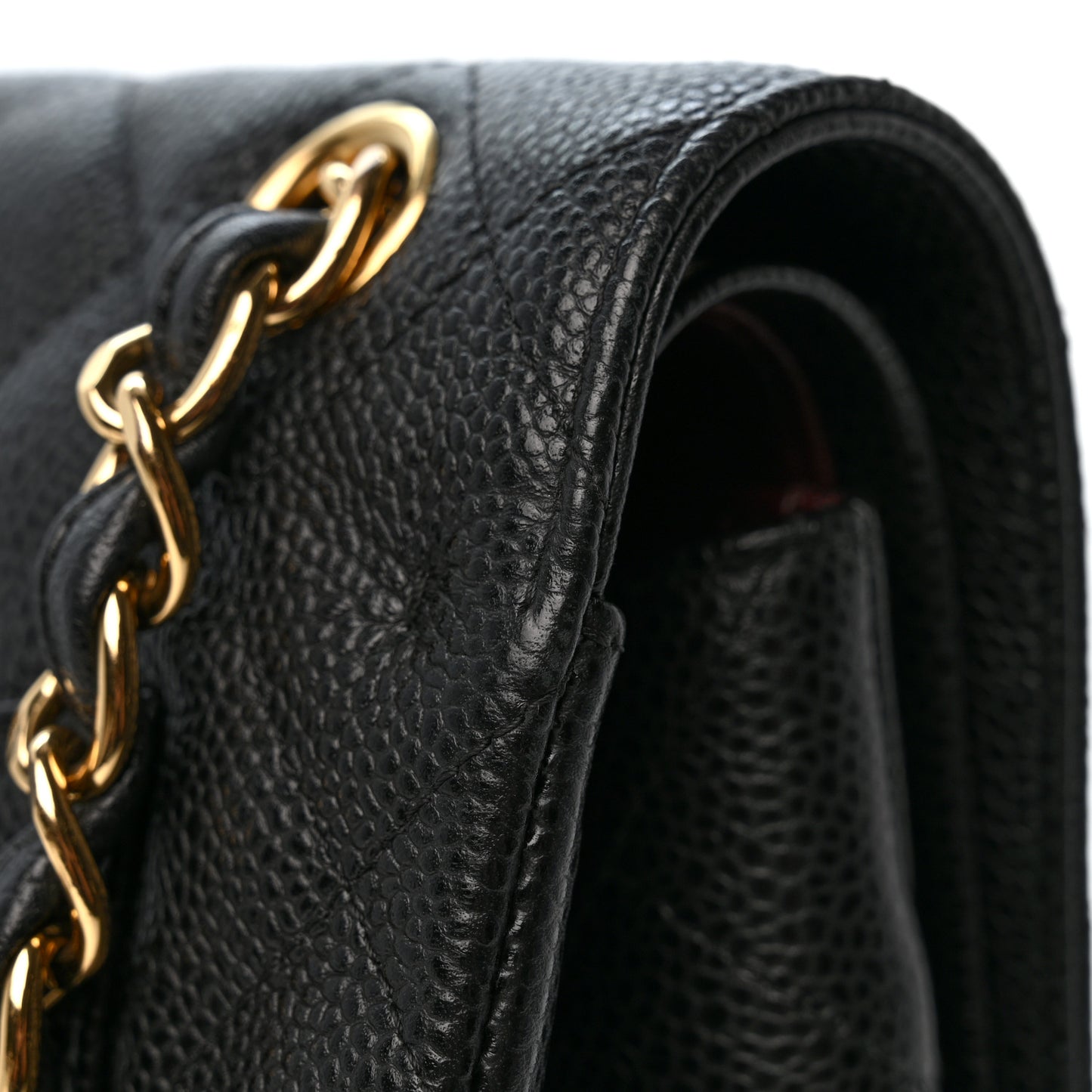 Caviar Quilted Jumbo Double Flap Black