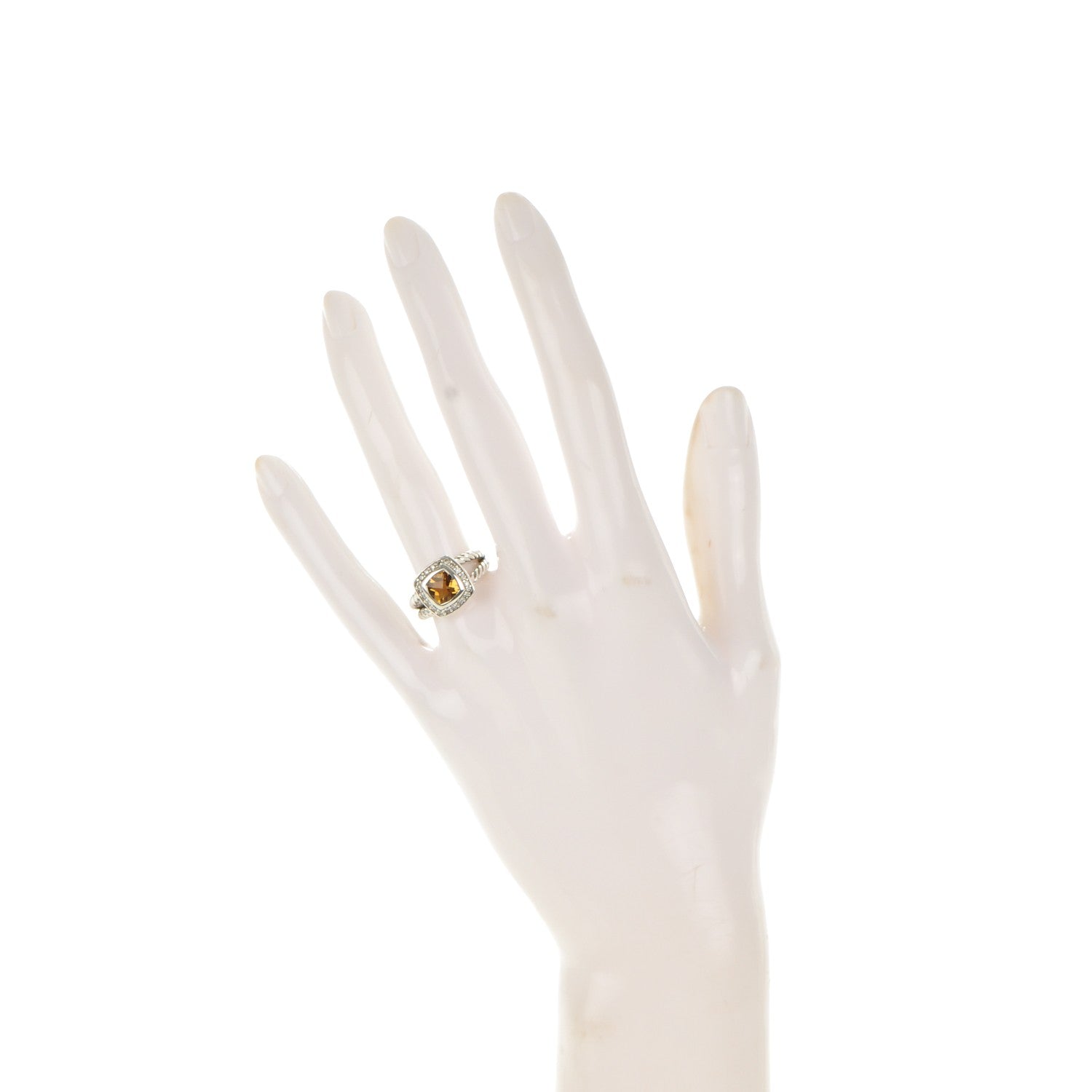 David Yurman Sterling Silver Diamond Citrine 7mm Petite Albion Ring 50 5.5 2 of 4