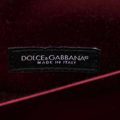 Dolce & Gabbana Satin Crystal Bow Chain Clutch Dark Red 6 of 9