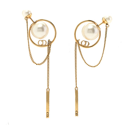 Christian Dior Pearl Tribales Dangle Chain Earrings Gold 1 of 5