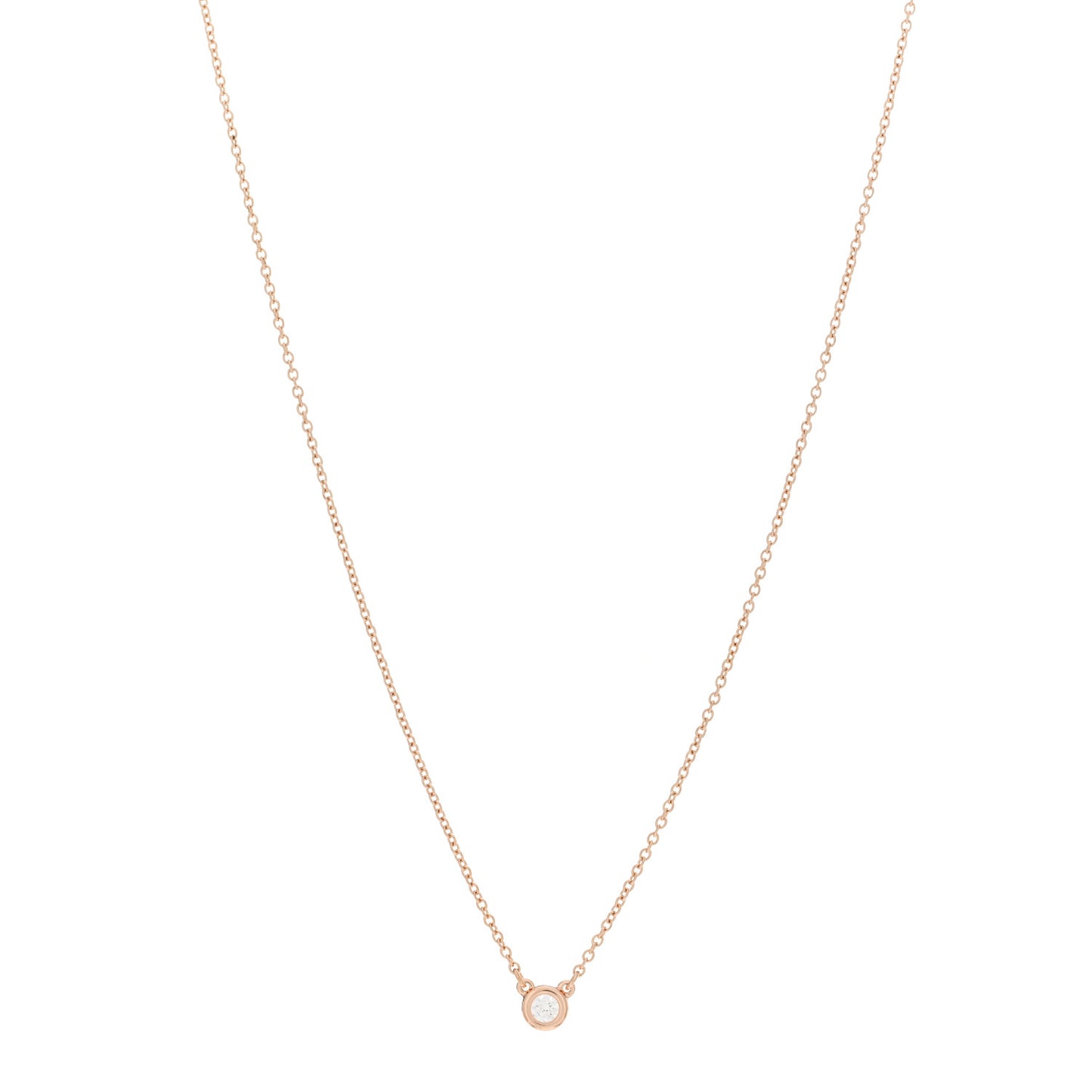 18K Rose Gold Diamond .08ct Elsa Peretti Diamonds by the Yard Pendant Necklace