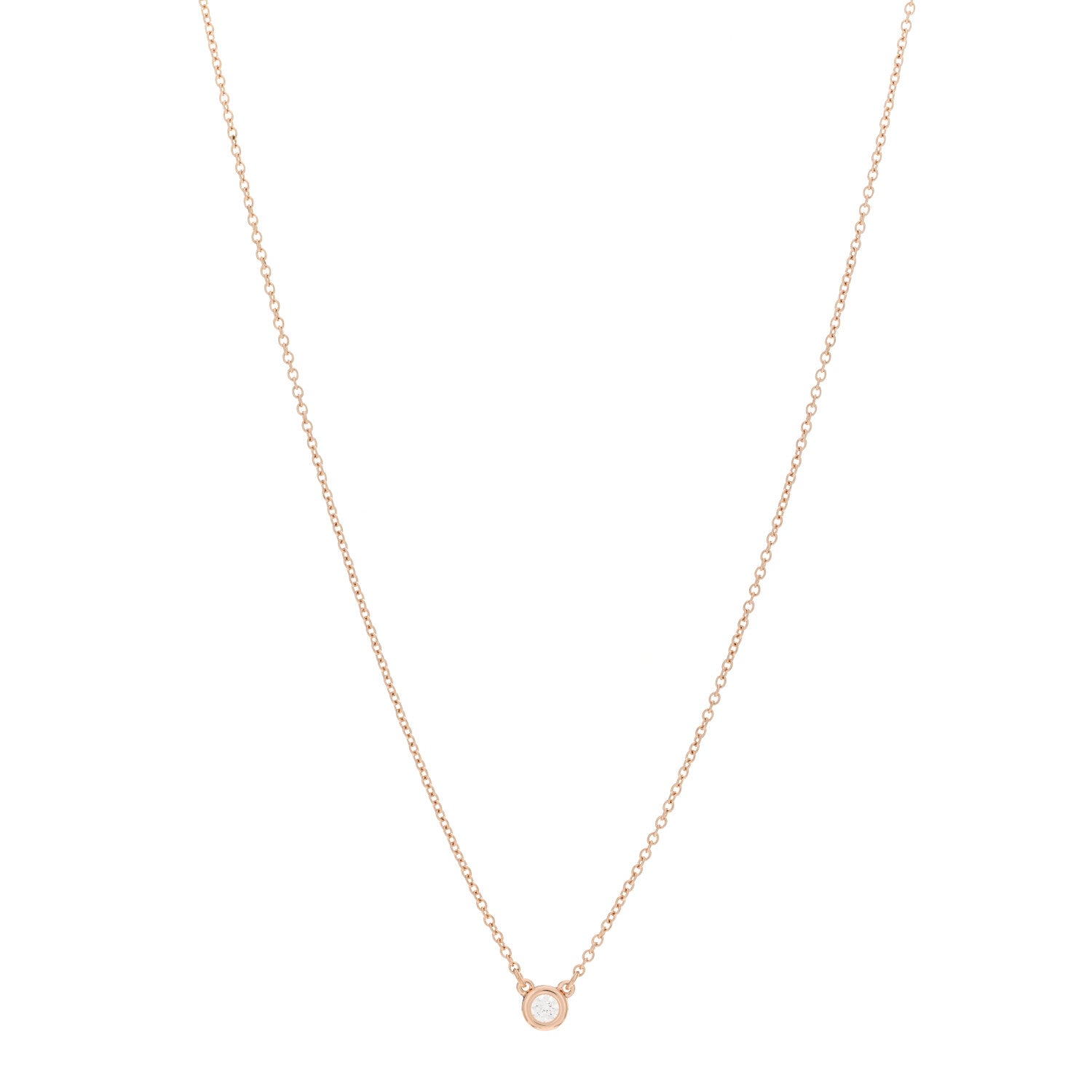 Tiffany 18K Rose Gold Diamond .08ct Elsa Peretti Diamonds by the Yard Pendant Necklace 1 of 4