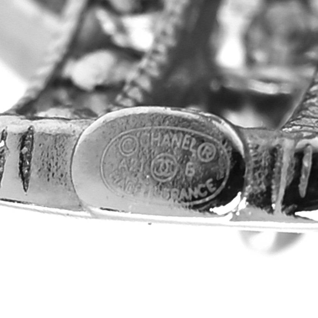 Chanel Crystal CC Drop Earrings Silver 4 of 4