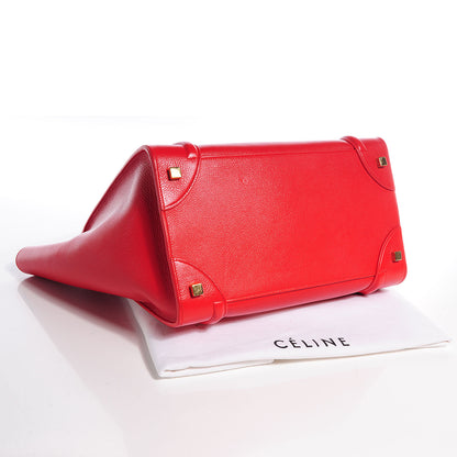 Celine Satin Calfskin Mini Luggage Vermillion 4 of 9