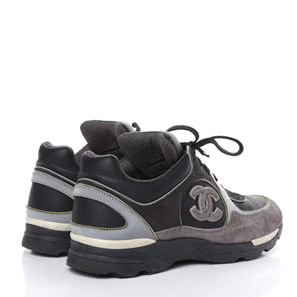 Chanel Suede Calfskin CC Sneakers 39 Black Grey 4 of 11