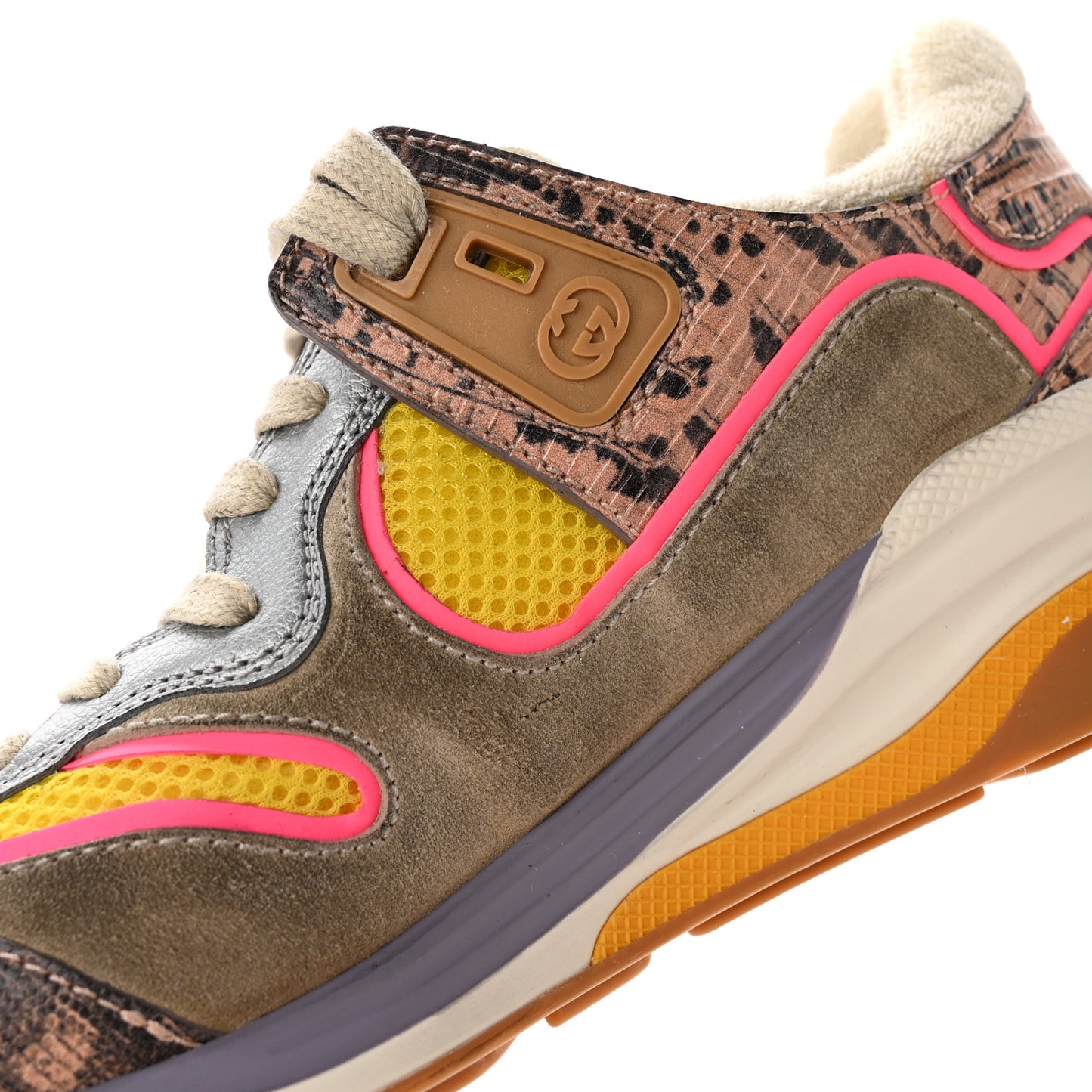 Suede Calfskin Tejus Printed Womens Ultrapace Sneakers 37 Pink Silver Oatmeal Yolk