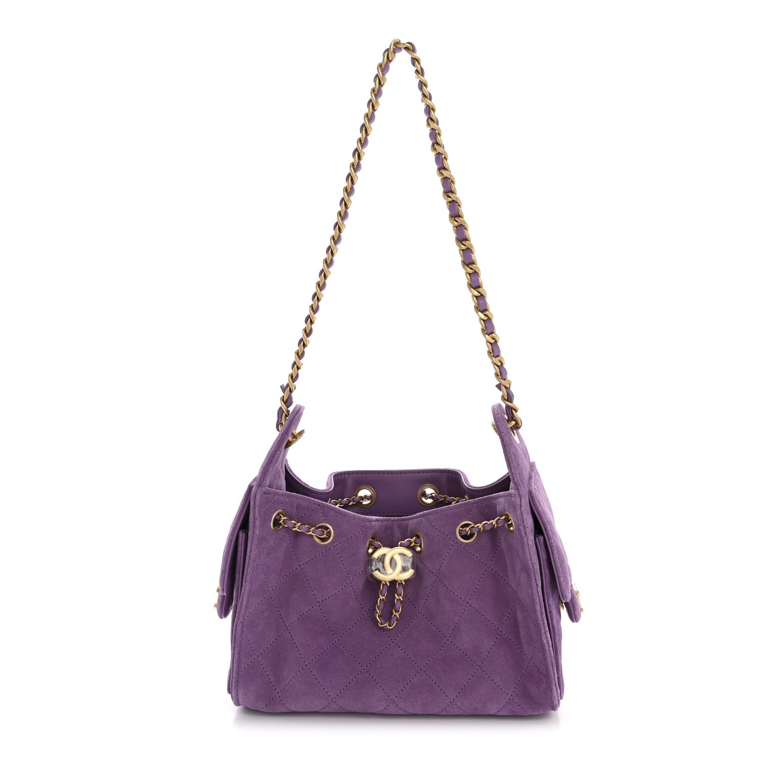 Chanel Suede Quilted Mini Chanel 25 Handbag Purple 1 of 10