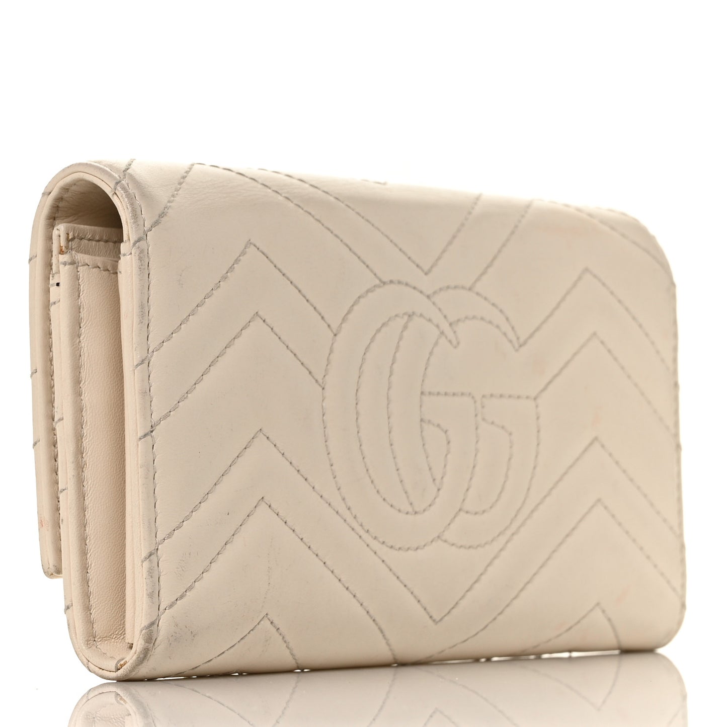 Calfskin Matelasse GG Marmont Continental Wallet Mystic White